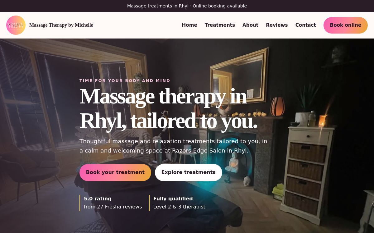 Massage Therapy by Michelle website screenshot