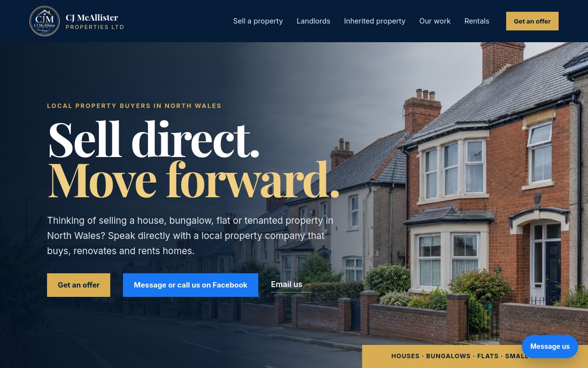 CJ McAllister Properties website screenshot